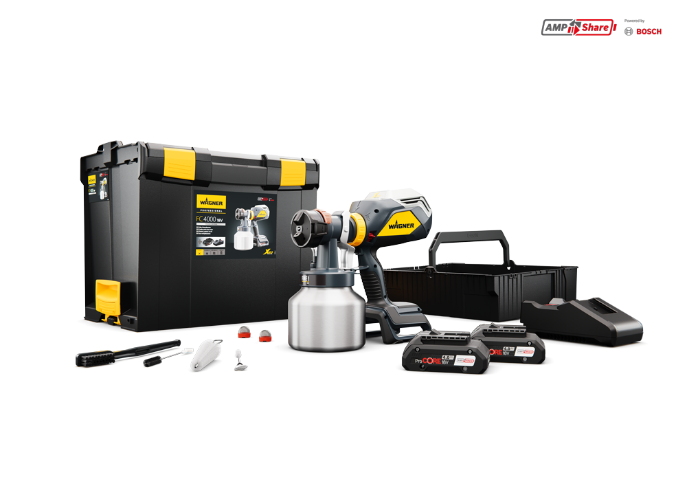 Wagner FinishControl 4000 18V Kit + extra AmpShare battery 2.0 Ah 18V